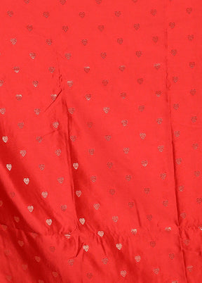 Red Dupion Silk Saree With Blouse Piece