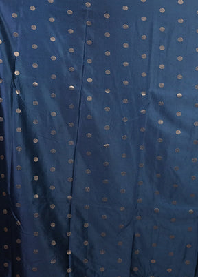 Blue Dupion Silk Saree With Blouse Piece