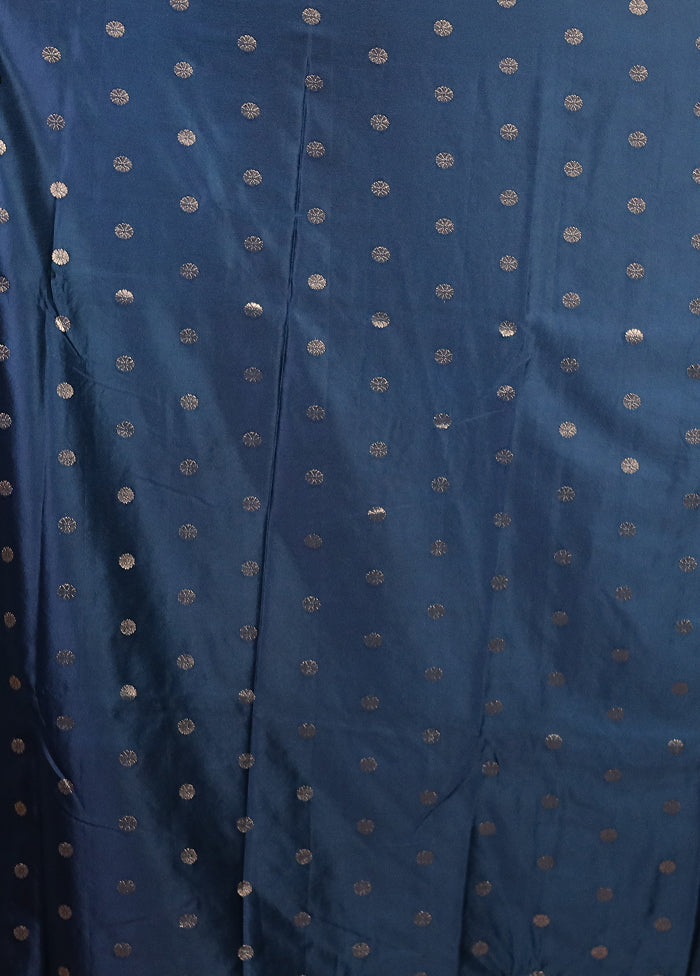 Blue Dupion Silk Saree With Blouse Piece