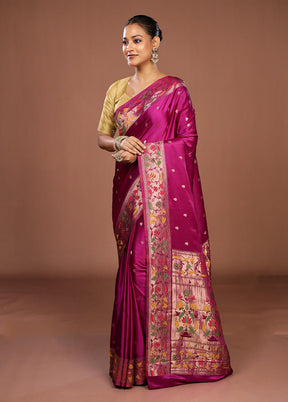 Pink Dupion Silk Saree With Blouse Piece