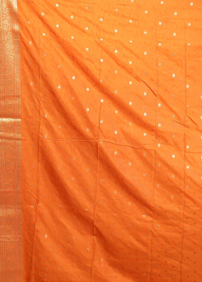 Rust Dupion Silk Saree With Blouse Piece