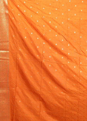 Rust Dupion Silk Saree With Blouse Piece