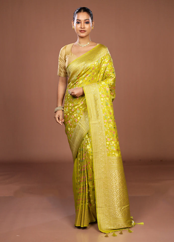 Green Dupion Silk Saree With Blouse Piece