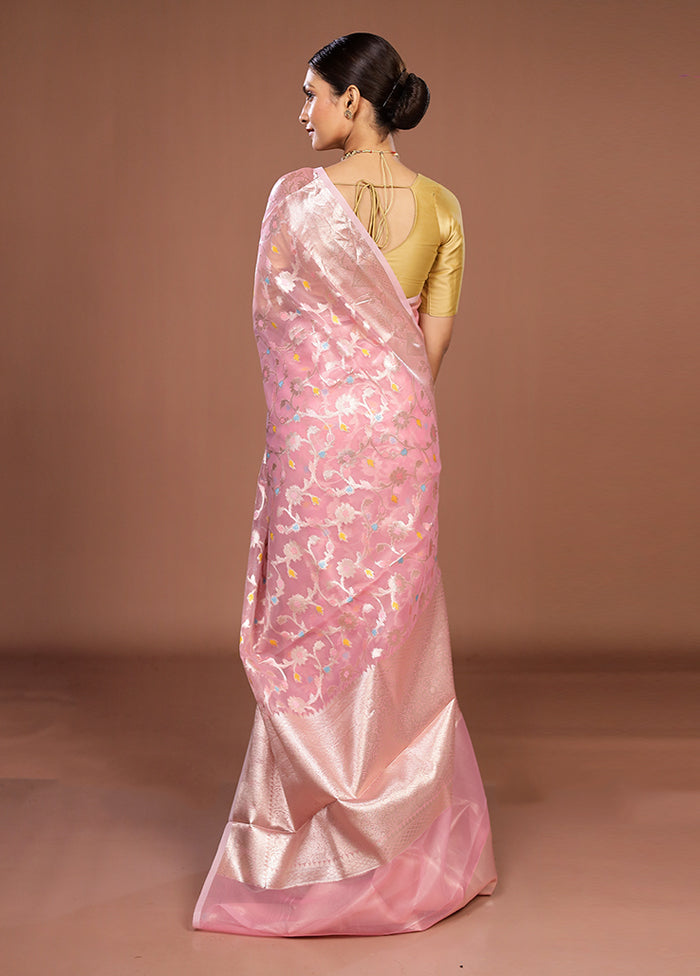 Pink Organza Saree With Blouse Piece