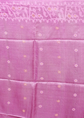 Purple Handloom Tussar Pure Silk Saree With Blouse Piece