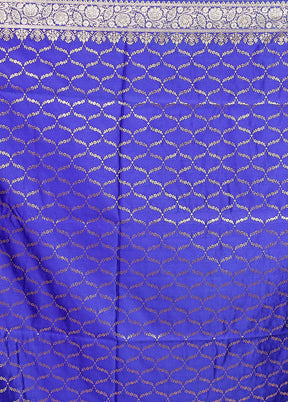 Purple Handloom Banarasi Pure Silk Saree With Blouse Piece