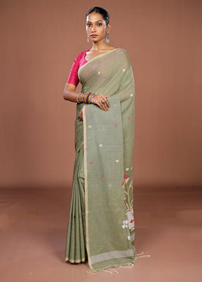 Green Matka Silk Saree With Blouse Piece