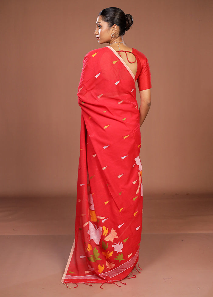 Red Matka Silk Saree With Blouse Piece