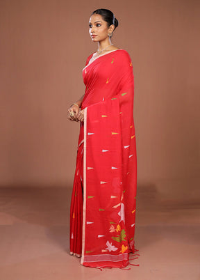 Red Matka Silk Saree With Blouse Piece