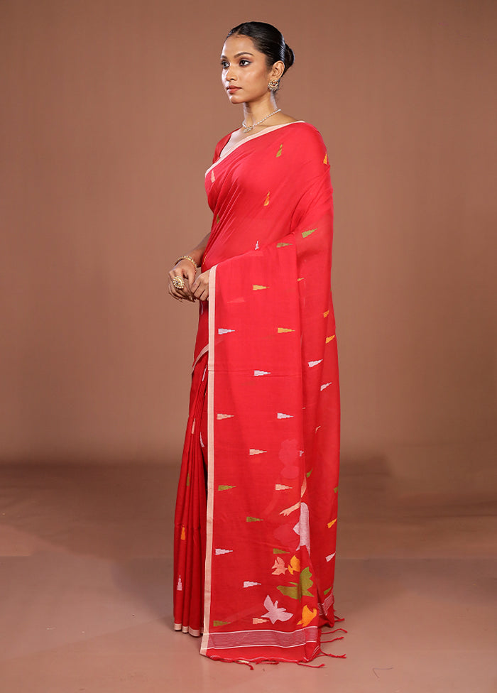 Red Matka Silk Saree With Blouse Piece