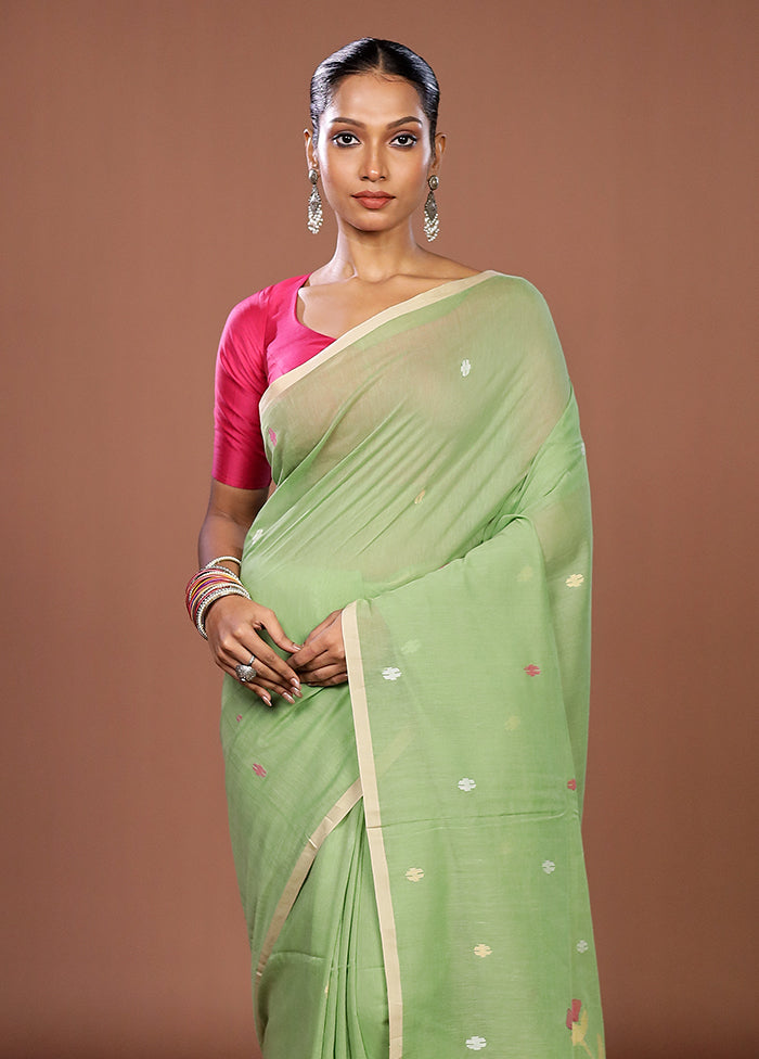 Green Matka Silk Saree With Blouse Piece