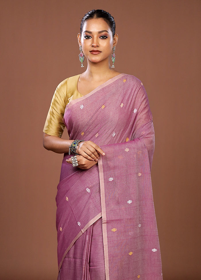 Purple Matka Silk Saree With Blouse Piece
