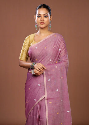 Purple Matka Silk Saree With Blouse Piece
