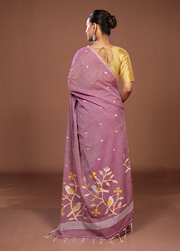 Purple Matka Silk Saree With Blouse Piece