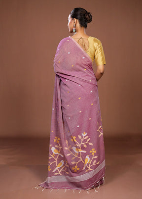 Purple Matka Silk Saree With Blouse Piece