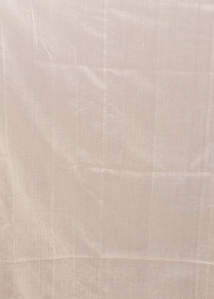 Cream Matka Silk Saree With Blouse Piece