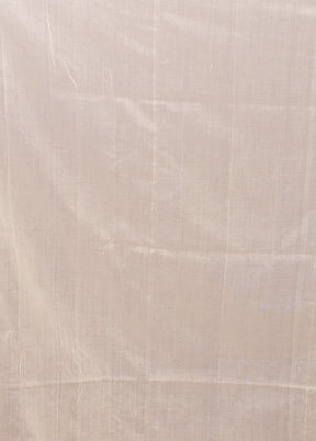 Cream Matka Silk Saree With Blouse Piece