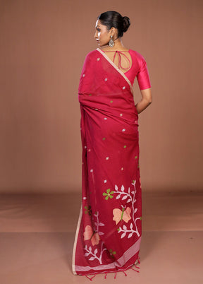 Pink Matka Silk Saree With Blouse Piece