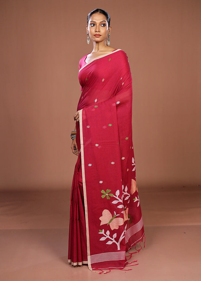 Pink Matka Silk Saree With Blouse Piece