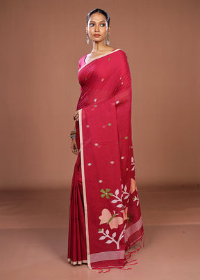 Pink Matka Silk Saree With Blouse Piece