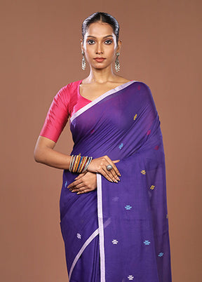 Blue Matka Silk Saree With Blouse Piece