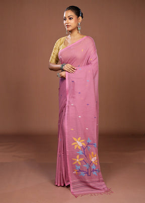 Pink Matka Silk Saree With Blouse Piece