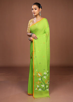 Green Matka Silk Saree With Blouse Piece