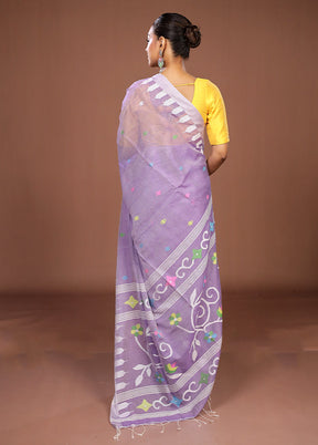 Purple Matka Silk Saree With Blouse Piece