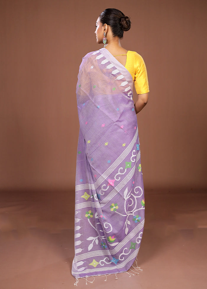 Purple Matka Silk Saree With Blouse Piece