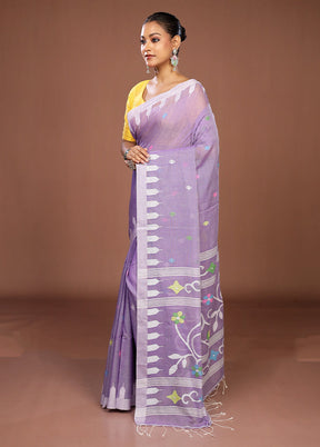 Purple Matka Silk Saree With Blouse Piece