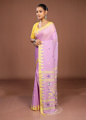 Purple Matka Silk Saree With Blouse Piece