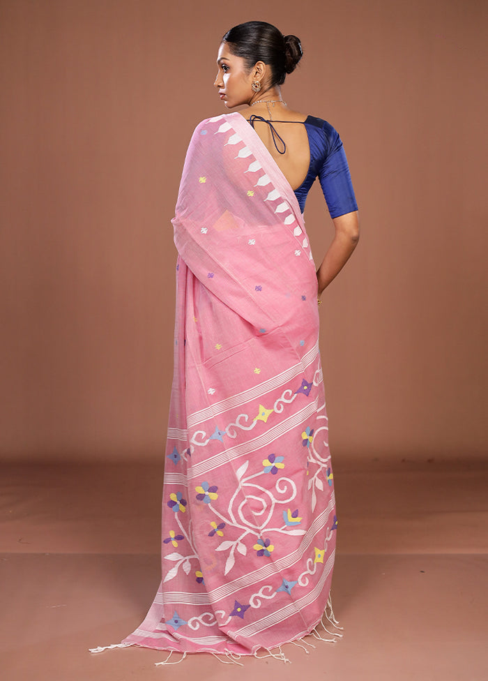 Pink Matka Silk Saree With Blouse Piece