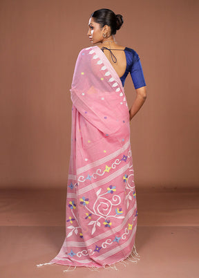 Pink Matka Silk Saree With Blouse Piece