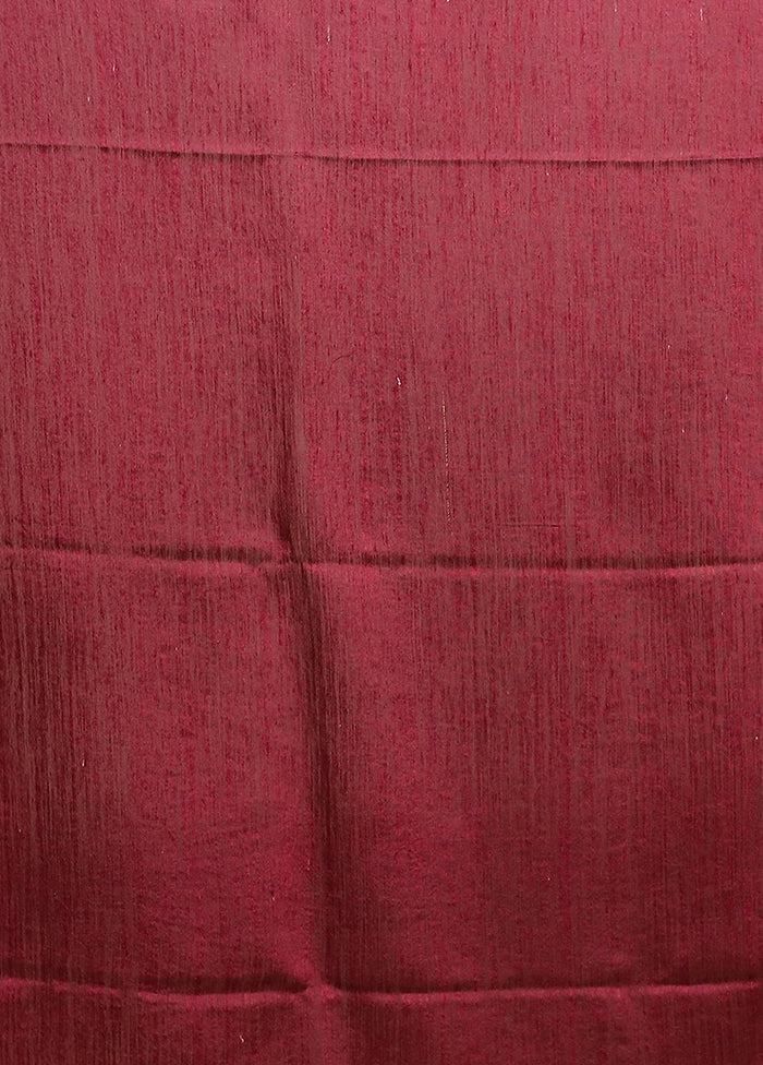 Maroon Handloom Matka Pure Silk Saree With Blouse Piece