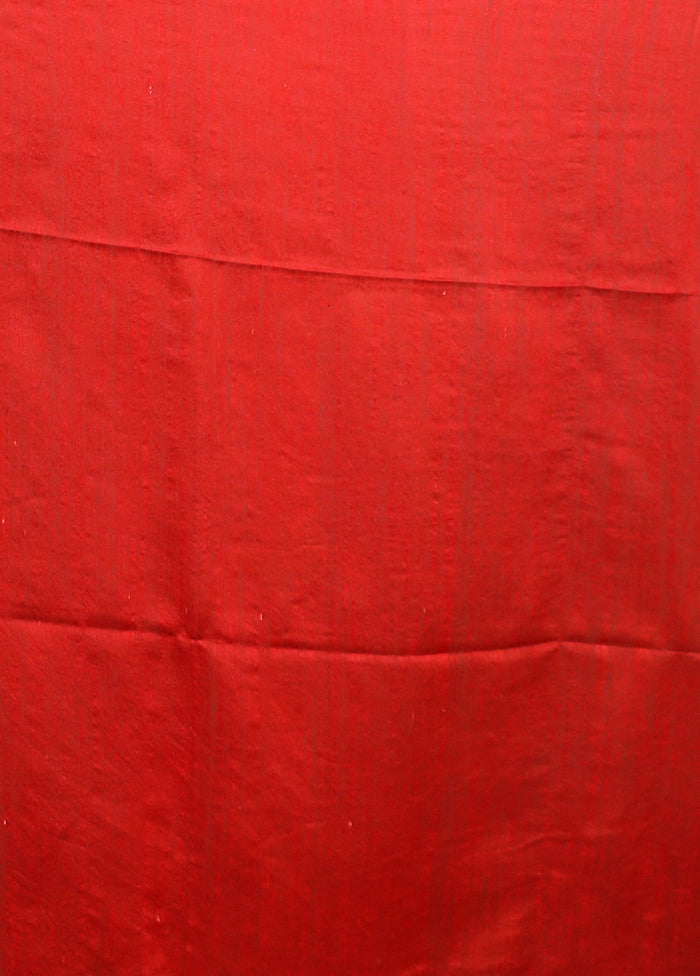 Red Handloom Matka Pure Silk Saree With Blouse Piece