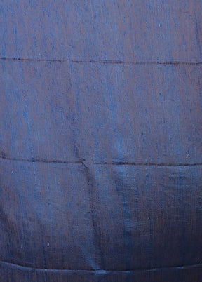 Blue Handloom Matka Pure Silk Saree With Blouse Piece