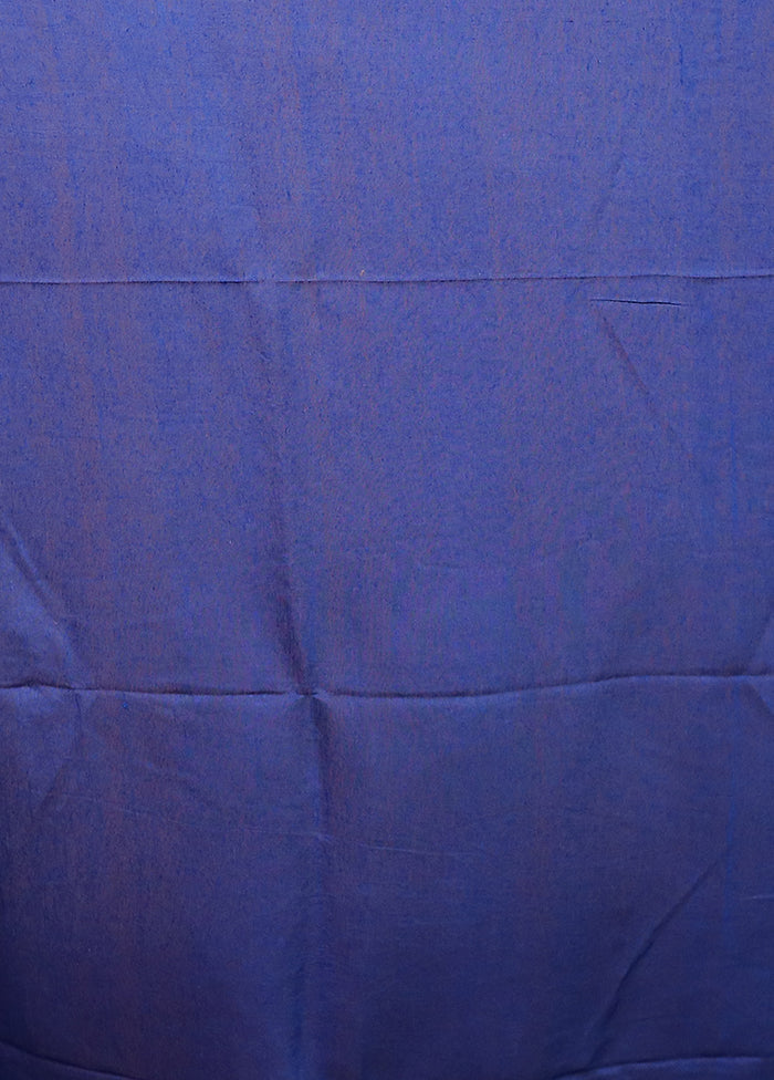 Blue Handloom Matka Pure Silk Saree With Blouse Piece