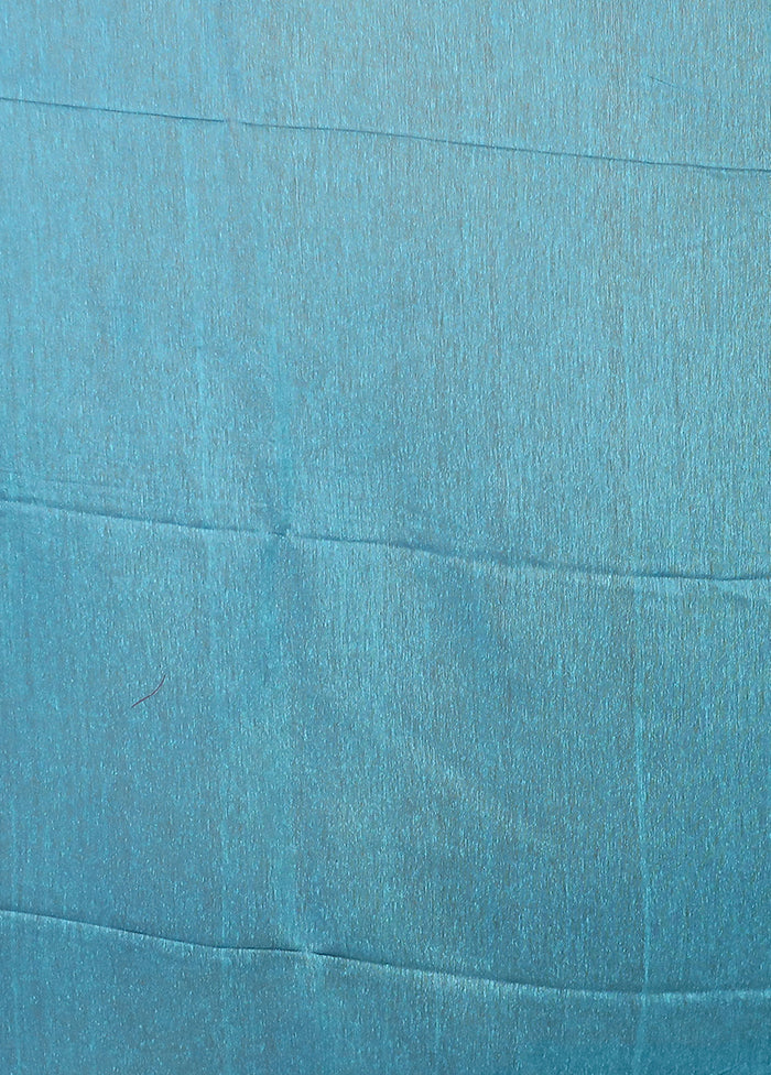 Blue Handloom Matka Pure Silk Saree With Blouse Piece