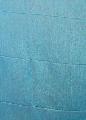 Blue Handloom Matka Pure Silk Saree With Blouse Piece