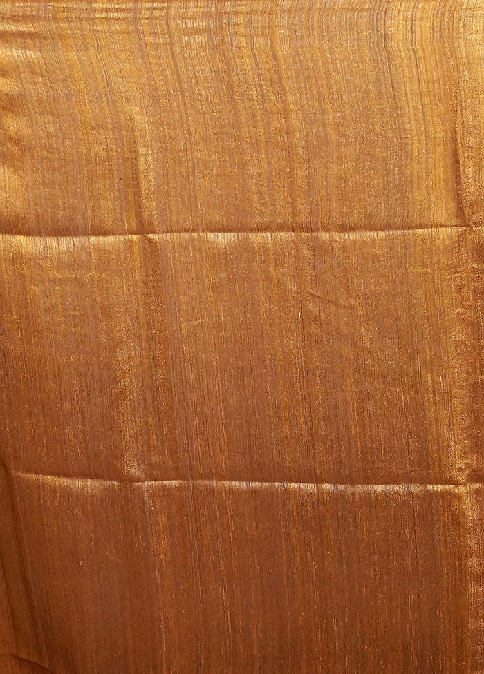 Gold Handloom Matka Pure Silk Saree With Blouse Piece