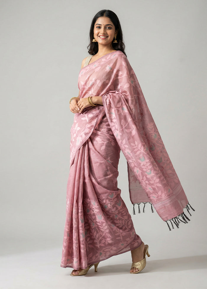 Rust Dupion Silk Saree With Blouse Piece