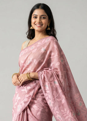 Rust Dupion Silk Saree With Blouse Piece