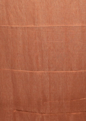 Rust Linen Silk Saree With Blouse Piece