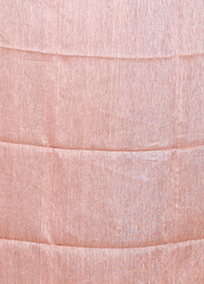 Pink Linen Silk Saree With Blouse Piece
