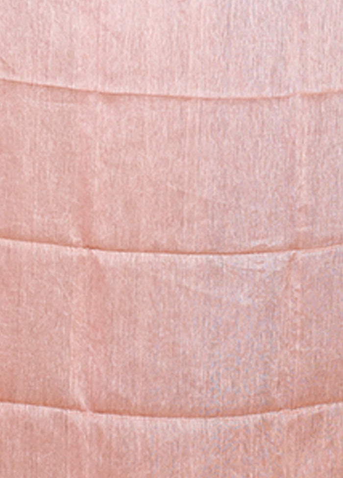 Pink Linen Silk Saree With Blouse Piece