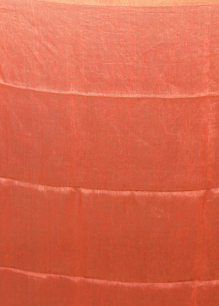 Pink Linen Silk Saree With Blouse Piece