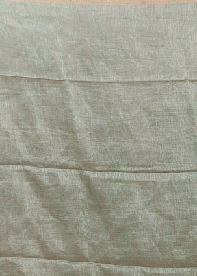 Green Linen Silk Saree With Blouse Piece