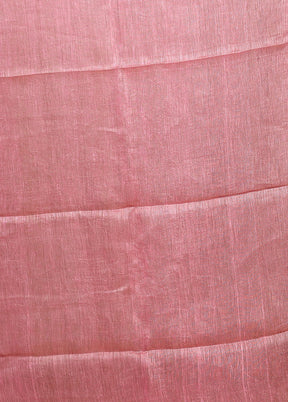 Pink Linen Silk Saree With Blouse Piece