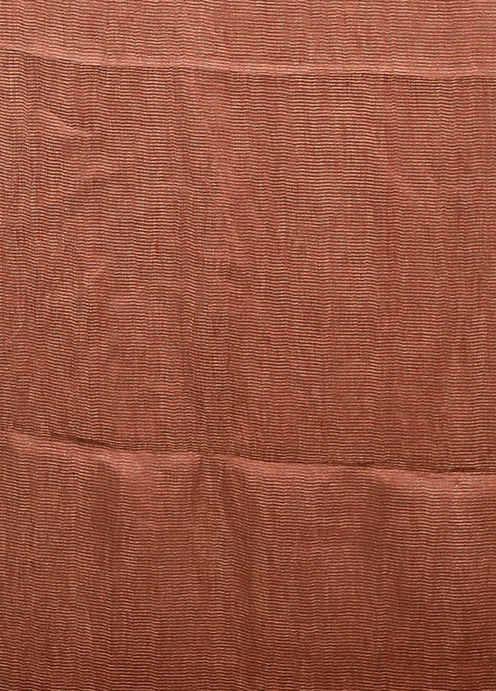 Maroon Linen Silk Saree With Blouse Piece