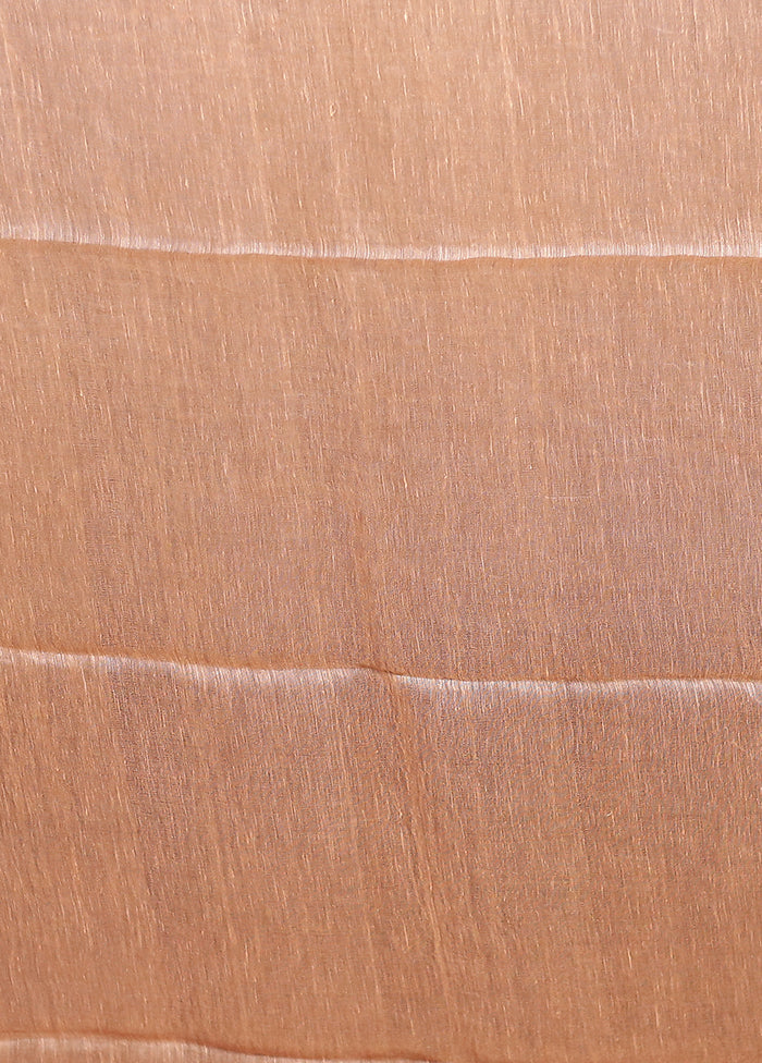 Rust Linen Silk Saree With Blouse Piece